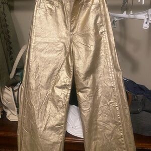 Joe's Jeans Metallic Gold Wide-Ankle Jeans